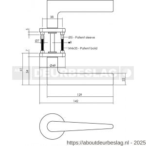 Intersteel Living 0465 deurkruk Tiga met rozet verdekt diameter 49x7 mm met nokken grijs - R26009973 - afbeelding 6