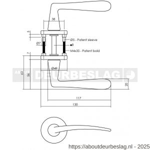 Intersteel Living 0466 deurkruk Zaia met rozet verdekt diameter 49x7 mm met nokken grijs - R26009976 - afbeelding 4