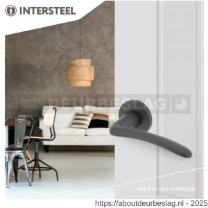 Intersteel Living 0466 deurkruk Zaia met rozet verdekt diameter 49x7 mm met nokken grijs - R26009976 - afbeelding 2