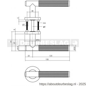 Intersteel Living 1269 deurkruk Rombo op rozet verdekt diameter 53x8 mm met nokken antraciet grijs - R26010352 - afbeelding 4