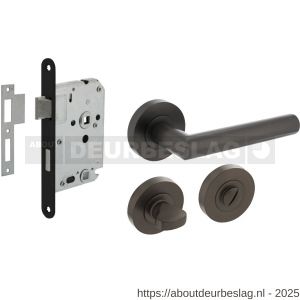 Intersteel Living 1693 set toiletslot 63/8 zwart met deurkruk Bastian op rozet diameter 52x10 mm en WC-sluiting antraciet grijs - R26011060 - afbeelding 1