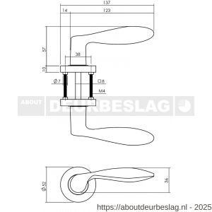 Intersteel Living 1695 deurkruk George op rozet verdekt diameter 52x10 mm met nokken antraciet grijs - R26009985 - afbeelding 3