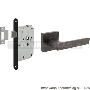 Intersteel Living 1713 set loopslot zwart met deurkruk Hera op rozet 55x55 mm antraciet grijs - R26011061 - afbeelding 1