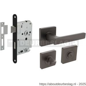 Intersteel Living 1713 set toiletslot 63/8 mm zwart met deurkruk Hera op rozet 55x55 mm en WC-sluiting antraciet grijs - R26011062 - afbeelding 1