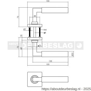 Intersteel Living 1741 deurkruk Baustil op rozet verdekt 55x55x10 mm met nokken antraciet grijs - R26010390 - afbeelding 2