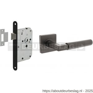 Intersteel Living 1741 set loopslot zwart met deurkruk Baustil op rozet 55x55 mm antraciet grijs - R26011063 - afbeelding 1