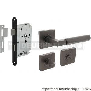 Intersteel Living 1741 set toiletslot 63/8 mm zwart met deurkruk Baustil op rozet 55x55 mm en WC-sluiting antraciet grijs - R26011064 - afbeelding 1