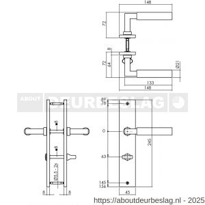 Intersteel Living 1742 deurkruk Baustil op schild rechthoekig 245x45 mm WC 63/8 mm antraciet grijs - R26010407 - afbeelding 2