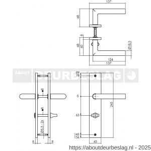 Intersteel Living 1743 deurkruk Bastian op schild rechthoekig 245x45 mm WC 63/8 mm antraciet grijs - R26010420 - afbeelding 2