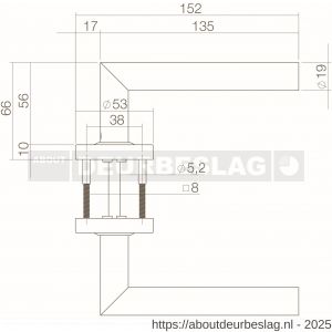 Intersteel 0583 deurkruk Jura op rozet verdekt diameter 53x10 mm RVS getrommeld - R26010864 - afbeelding 2
