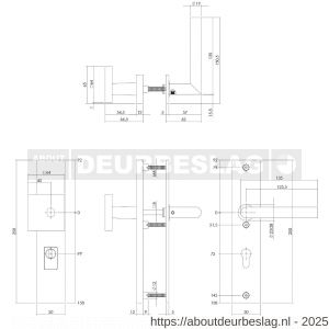 Intersteel 3962Z SKG3 veiligheidsbeslag rechthoekig 250x50 mm greep-kruk Jura profielcilindergat 72 mm met kerntrekbeveiliging RVS getrommeld - R26010850 - afbeelding 3