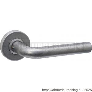 Intersteel 4057 deurkruk Luzern met rozet massief verdekt diameter 53x10 mm met nokken RVS getrommeld - R26010830 - afbeelding 1