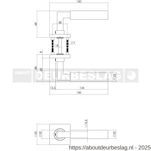 Intersteel Essentials 0378 deurkruk Baustil op rozet verdekt 53x53x8 mm met nokken RVS - R26005249 - afbeelding 3