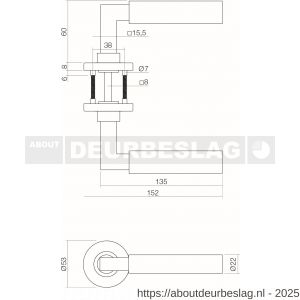 Intersteel Essentials 0379 deurkruk Baustil op rozet verdekt diameter 53x8 mm met nokken EN 1906/4 RVS - R26005254 - afbeelding 3