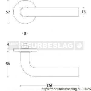Intersteel Living 0566 deurkruk Recht diameter 16 mm op rozet verdekt diameter 53x5 mm RVS - R26000457 - afbeelding 3