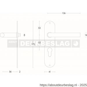 Intersteel Essentials 0566 deurkruk Recht diameter 16 mm op schild ovaal 175x41x2 mm profielcilindergat 55 mm RVS - R26000701 - afbeelding 2