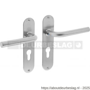 Intersteel Essentials 0566 deurkruk Recht diameter 16 mm op schild ovaal 175x41x2 mm profielcilindergat 55 mm RVS - R26000701 - afbeelding 1