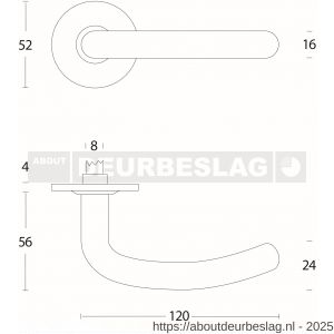 Intersteel Living 0568 deurkruk Sabel diameter 16 mm op rozet verdekt diameter 53x5 mm RVS - R26000460 - afbeelding 2