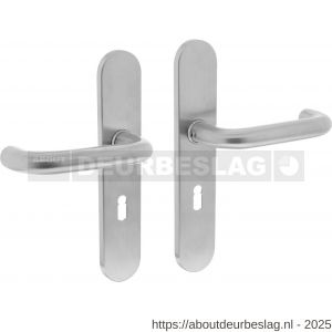 Intersteel Essentials 0576 deurkruk Rond op schild verdekt ovaal 220x42 mm sleutelgat 56 mm RVS - R26001938 - afbeelding 1