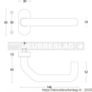 Intersteel Living 0602 deurkruk Verkropt op rozet verdekt ovaal 65x30x10 mm RVS - R26000484 - afbeelding 3