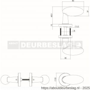 Intersteel Living 0613 deurkruk Golfclub op rozet verdekt diameter 53x10 mm RVS - R26000491 - afbeelding 3