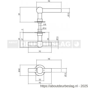 Intersteel Living 0633 deurkruk L/T bol met rozet diameter 42x2 mm RVS - R26010127 - afbeelding 2