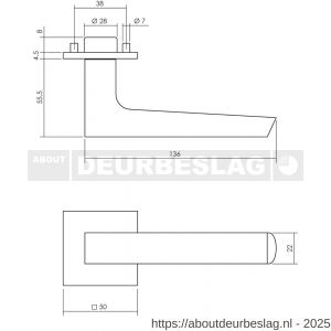 Intersteel Exclusives 0723V deurkruk Moors nummer 1 met rozet verdekt 50x50x5 mm met nokken RVS-structuur zwart - R26008427 - afbeelding 2