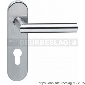 Intersteel Essentials 0774 deurkruk Jura brandvertragend met stift 9x9 mm op schild verdekt ovaal 176x46 mm profielcilindergat 72 mm RVS - R26000962 - afbeelding 1