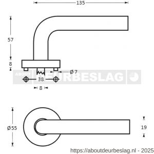 Intersteel Essentials 1010 deurkruk Recht op rozet verdekt diameter 55x8 mm met nokken EN 1906/3 RVS - R26005466 - afbeelding 3