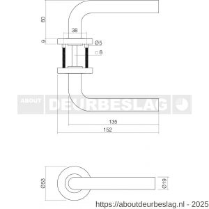 Intersteel Essentials 2100 set bestaand uit toiletslot voorplaat wit met toilet- en deurkrukgarnituur Recht op rozet RVS - R26010037 - afbeelding 3