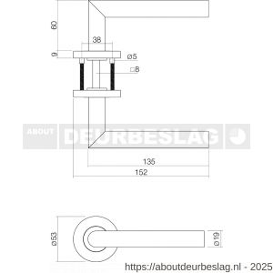 Intersteel Essentials 2100 set bestaand uit toiletslot voorplaat RVS met toilet- en deurkrukgarnituur Hoek 90 graden op rozet RVS - R26010039 - afbeelding 3