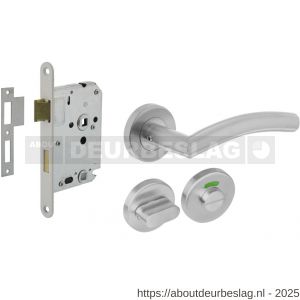 Intersteel Essentials 1240 set toiletslot 63/8 mm wit met deurkruk Lisa-90 graden basic op rozet diameter 53x9 mm en WC-sluiting RVS - R26011065 - afbeelding 1