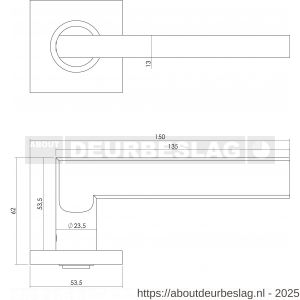 Intersteel Essentials 1252 deurkruk Hoek 90 graden-plat op rozet verdekt 53x53x8 mm met nokken RVS - R26005557 - afbeelding 3