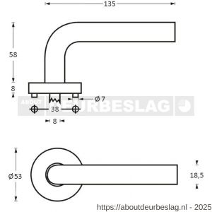 Intersteel Essentials 1271 deurkruk Rond op rozet verdekt diameter 53x8 mm met nokken EN 1906/4 RVS - R26005567 - afbeelding 2