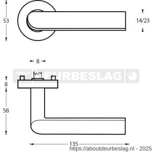 Intersteel Essentials 1273 deurkruk Ovaal-90 graden op rozet verdekt diameter 53x8 mm met nokken EN 1906/4 RVS - R26005588 - afbeelding 2