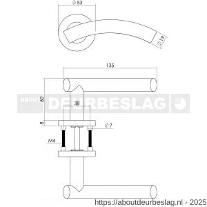 Intersteel Essentials 1274 deurkruk Gebogen op rozet verdekt diameter 53x8 mm met nokken EN 1906/4 RVS - R26005596 - afbeelding 2