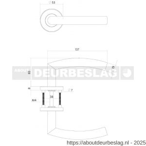 Intersteel Essentials 1277 deurkruk Half rond-90 graden op rozet verdekt diameter 53x8 mm met nokken EN 1906/4 RVS - R26005620 - afbeelding 4