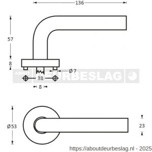 Intersteel Essentials 1278 deurkruk Blok op rozet verdekt diameter 53x8 mm met nokken EN 1906/4 RVS - R26007344 - afbeelding 3