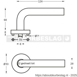Intersteel Essentials 1279 deurkruk Vlinder op rozet verdekt diameter 53x8 mm met nokken EN 1906/4 RVS - R26000620 - afbeelding 2