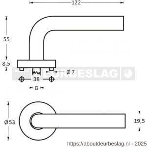 Intersteel Essentials 1281 deurkruk Jupiter op rozet verdekt diameter 53x8 mm met nokken EN 1906/4 RVS - R26000630 - afbeelding 3