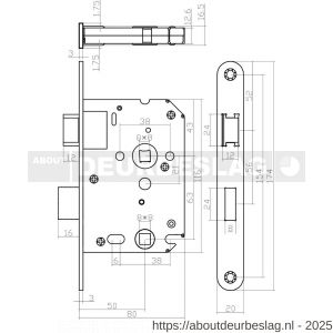 Intersteel Essentials 1281 set toiletslot 63/8 mm wit met deurkruk Jupiter op rozet diameter 53x8 mm en WC-sluiting RVS - R26011067 - afbeelding 4