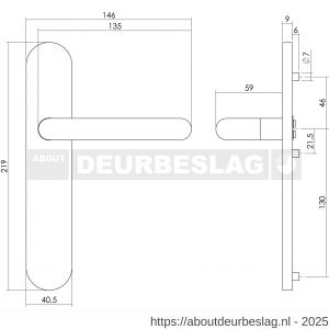 Intersteel Living 1295 deurkruk Rond op schild verdekt ovaal 219x40 mm met nokken blind RVS EN 1906/4 - R26005647 - afbeelding 2