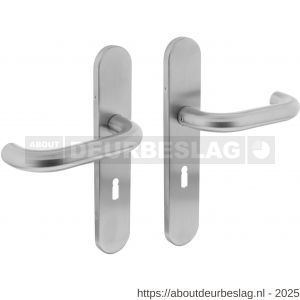 Intersteel Living 1295 deurkruk Rond op schild verdekt ovaal 219x40 mm met nokken sleutelgat 56 mm RVS EN 1906/4 - R26005650 - afbeelding 1