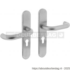Intersteel Living 1295 deurkruk Rond op schild verdekt ovaal 219x40 mm met nokken profielcilindergat 55 mm RVS EN 1906/4 - R26005653 - afbeelding 1