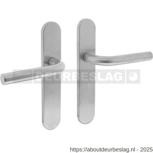 Intersteel Living 1296 deurkruk Recht op schild verdekt ovaal 219x40 mm met nokken blind RVS EN 1906/4 - R26005663 - afbeelding 1