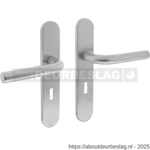 Intersteel Living 1296 deurkruk Recht op schild verdekt ovaal 219x40 mm met nokken sleutelgat 56 mm RVS EN 1906/4 - R26005666 - afbeelding 1
