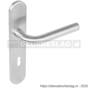 Intersteel Living 1296 deurkruk Recht op schild verdekt ovaal 219x40 mm met nokken sleutelgat 72 mm RVS EN 1906/4 - R26005668 - afbeelding 1