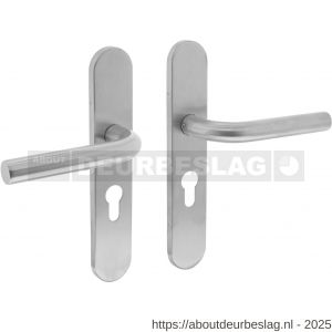 Intersteel Essentials 1296 deurkruk Recht op schild verdekt ovaal 219x40 mm met nokken profielcilindergat 55 mm RVS EN 1906/4 - R26005669 - afbeelding 1