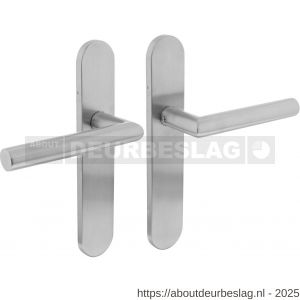 Intersteel Living 1297 deurkruk Jura op schild verdekt ovaal 219x40 mm met nokken blind RVS EN 1906/4 - R26005674 - afbeelding 1