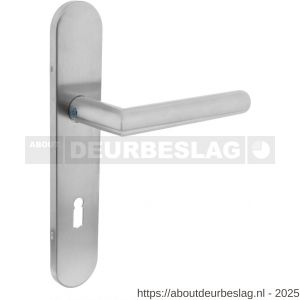 Intersteel Living 1297 deurkruk Jura op schild verdekt ovaal 219x40 mm met nokken sleutelgat 72 mm RVS EN 1906/4 - R26005680 - afbeelding 1